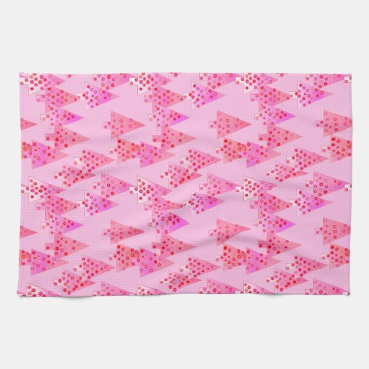 Kerstaven met een moderne bloem - pastelroze theedoek (Horizontaal)