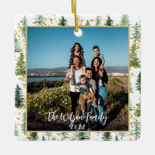 Kerstaven met Gold Accents-keramische versiering Keramisch Ornament (Voorkant)