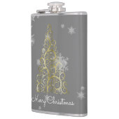 Kerstaven met gouden kerstbomen en sneeuwvlokken heupfles (Links)