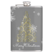 Kerstaven met gouden kerstbomen en sneeuwvlokken heupfles (Voorkant)