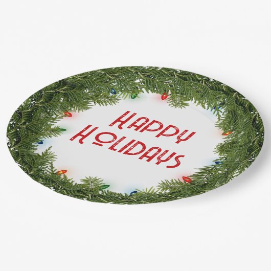 Kerstaven met lampjes papieren bordje (Gekanteld)