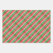 Kerstaven met rode en groene strepen inpakpapier vel (Voorkant 3)