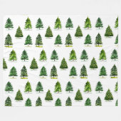 Kerstaven patroon Festive Green Waterverf Fleece Deken (Voorkant (Horizontaal))