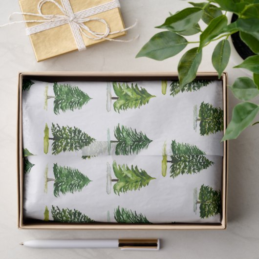 Kerstaven patroon Festive Green Waterverf Tissuepapier (Geschenk)