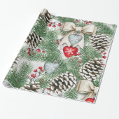 Kerstaven Pine Cone en Craft Hearts Snow Cadeaupapier (Uitgerold)