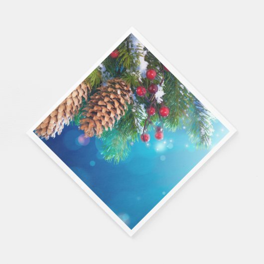 Kerstaven Pine Cones Snow Berries Servet (Hoek)