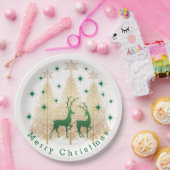 Kerstaven, rendieren, sneeuwvlokken papieren bordje (Feest)