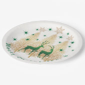 Kerstaven, rendieren, sneeuwvlokken papieren bordje (Gekanteld)