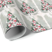 Kerstaven Rode Houten en Kerk MCM Cadeaupapier (Rol Hoek)