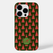 Kerstaven Rood Groen Patroon met Monogram Case-Mate iPhone Case (Achterkant)