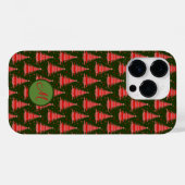Kerstaven Rood Groen Patroon met Monogram Case-Mate iPhone Case (Achterkant (horizontaal))
