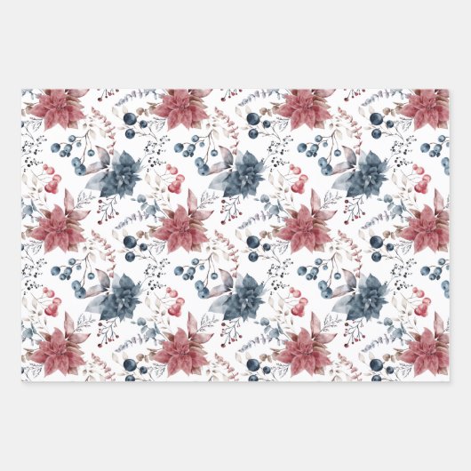 Kerstaven, Twigs, Leaves en Winter Flower Inpakpapier Vel (Voorkant 2)