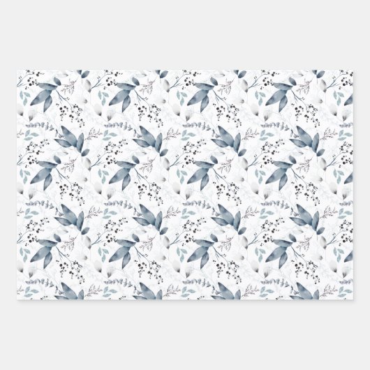 Kerstaven, Twigs, Leaves en Winter Flower Inpakpapier Vel (Voorkant 3)