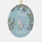  kerstaven van de Dove Peace Olive Branches Keramisch Ornament (Rechts)