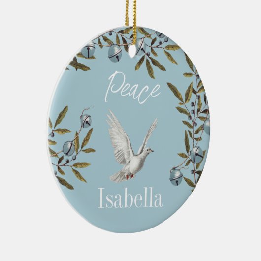 kerstaven van de Dove Peace Olive Branches Keramisch Ornament (Rechts)