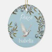  kerstaven van de Dove Peace Olive Branches Keramisch Ornament (Links)