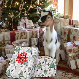 Kerstaven van de kattegeit die decorteren cadeaupapier