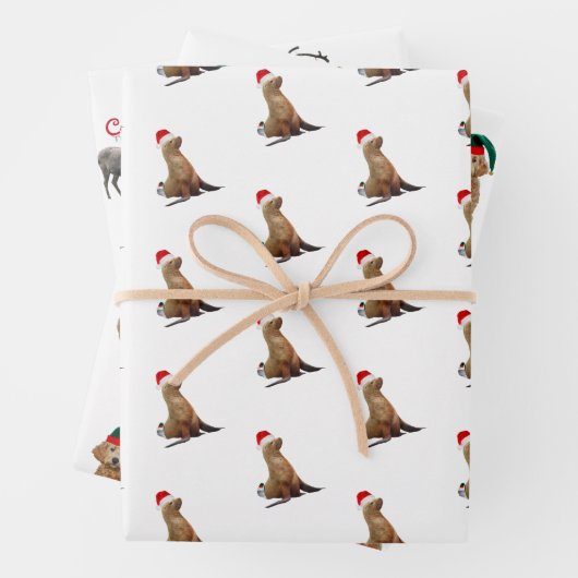 Kerstaven van honden en wilde dieren inpakpapier vel (In situ)