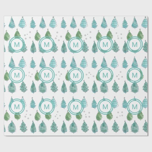 Kerstaven van Monogram Cadeaupapier (Vlak)