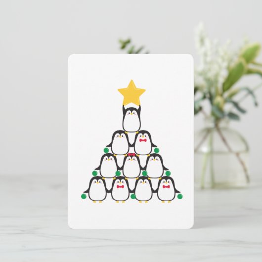 Kerstaven van pinguïns - feestdagenkaart (Staand voorkant)