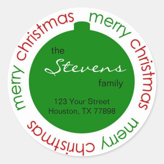 Kerstaven voor het retourneren ronde sticker (Voorkant)