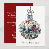 Kerstaven voor kerstversiering Bullfinch Pine Cone Feestdagenkaart (Voorkant / Achterkant)