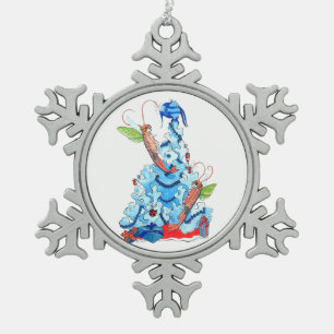 Kerstaven Zachte garnalen Decoratieve Feestdagen Tin Sneeuwvlok Ornament