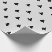 Kerstaven zwart lichtgrijs patroon schattig cadeaupapier (Hoek)