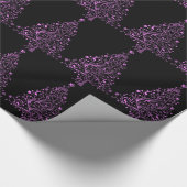 Kerstaven Zwarte Metallic Roze blik Cadeaupapier (Hoek)