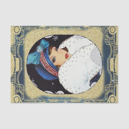 Kerstavenmeiden met witte paardebasis tissuepapier (Voorkant)