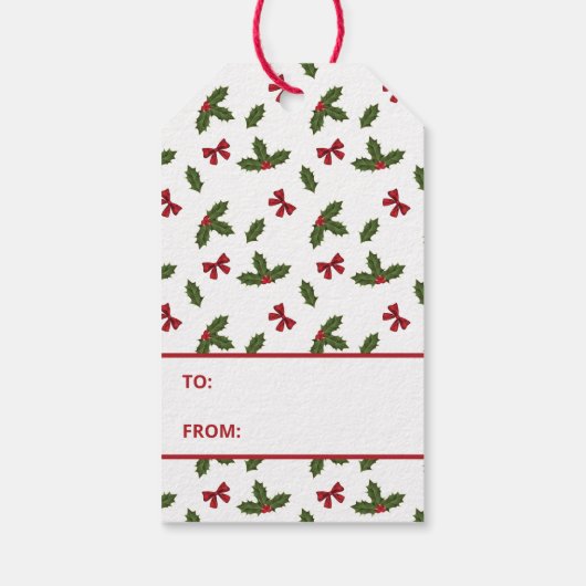 Kerstavestilant Plant en rode bogen Cadeaulabel (Achterkant)
