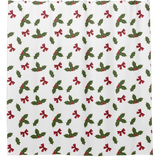 Kerstavestilant Plant en rode bogen Douchegordijn (Voorkant)