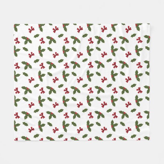 Kerstavestilant Plant en rode bogen Fleece Deken (Voorkant (Horizontaal))