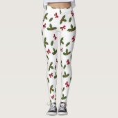 Kerstavestilant Plant en rode bogen Leggings (Voorkant)