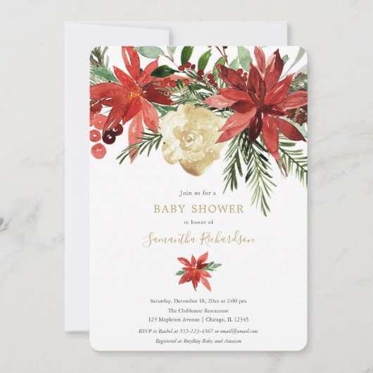 Kerstavestivalebloedig goudhoudend ivoor baby show kaart (Voorkant)