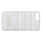 Kerstaveter grijs monogram met fair isle-patroon Case-Mate iPhone case (Achterkant (Horizontaal))
