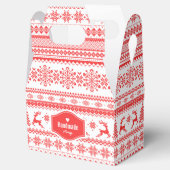 Kerstaveter monogram rode toneelpatroon bedankdoosjes (Geopend)