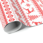 Kerstaveter monogram rode toneelpatroon cadeaupapier (Rol Hoek)