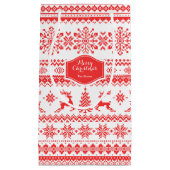 Kerstaveter monogram rode toneelpatroon klein cadeauzakje (Voorkant)