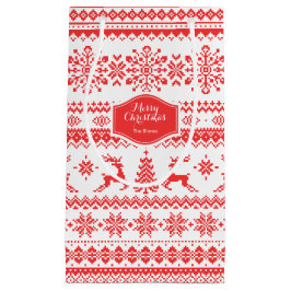 Kerstaveter monogram rode toneelpatroon klein cadeauzakje