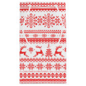 Kerstaveter monogram rode toneelpatroon klein cadeauzakje (Achterkant)