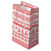 Kerstaveter monogram rode toneelpatroon klein cadeauzakje (Achterkant Gekanteld)