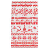 Kerstaveter monogram rode toneelpatroon klein cadeauzakje (Voorkant)