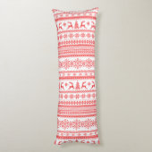 Kerstaveter monogram rode toneelpatroon lichaamskussen (Achterkant (Verticaal))