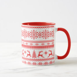 Kerstaveter monogram rode toneelpatroon mok