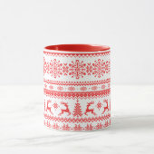 Kerstaveter monogram rode toneelpatroon mok (Midden)