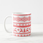 Kerstaveter monogram rode toneelpatroon mok (Links)