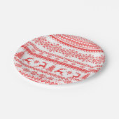 Kerstaveter monogram rode toneelpatroon papieren bordje (Gekanteld)