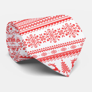 Kerstaveter monogram rode toneelpatroon stropdas