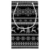 Kerstaveter monogram zwarte toneelpatroon klein cadeauzakje (Achterkant)